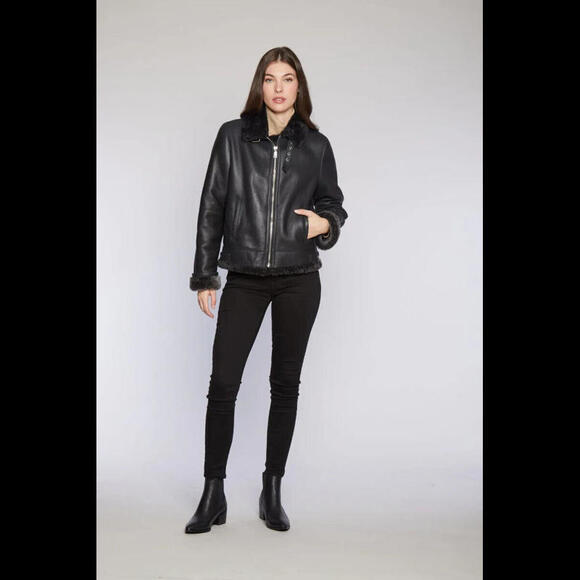 NEW Blueduck Genuine Shearling Flight Jacket in fadded black Sz S #SJ925 - Picture 3 of 9